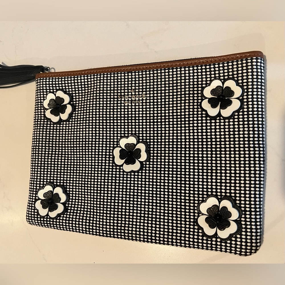 Kate Spade Black and White Floral Clutch